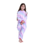 Combinaison pyjama licorne violet enfant capuche