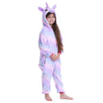 Combinaison pyjama licorne violet enfant capuche