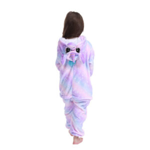 Combinaison pyjama licorne violet enfant dos
