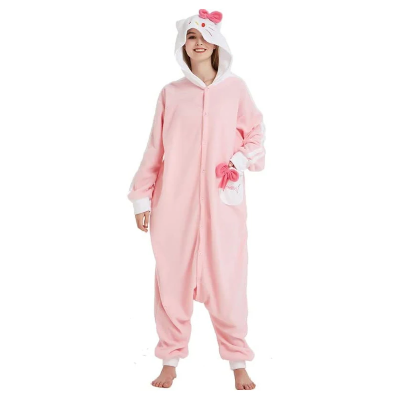 Pyjama Hello Kitty Manches Longues Pour Femmes - Ensemble Haut Et Pantalon, Taille élastique, Licencié Officiel